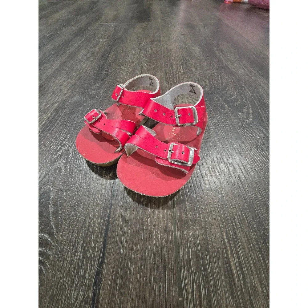 Salt Water Sandals Hoy Shoe Sea Wees Red Leather Buckle Baby Toddler Size 3